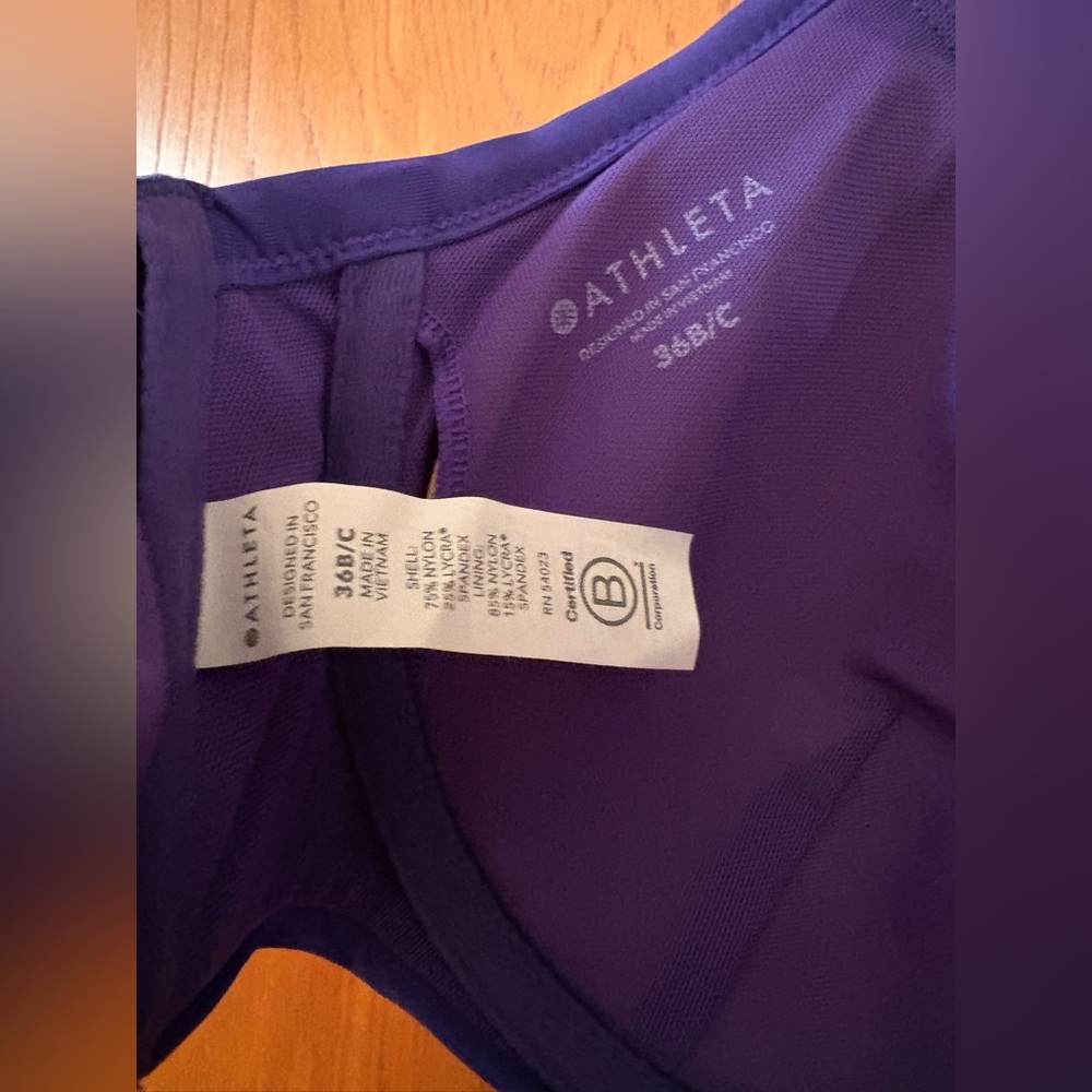 Athleta Women's Royal Blueish purple Twist Bralette swim top 36 B/C - Picture 5 of 6